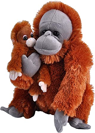 Wild Republic Mom & Baby Orangutan Plush, Stuffed Animal, Plush Toy, Gifts for Kids, Zoo Animals, 12"