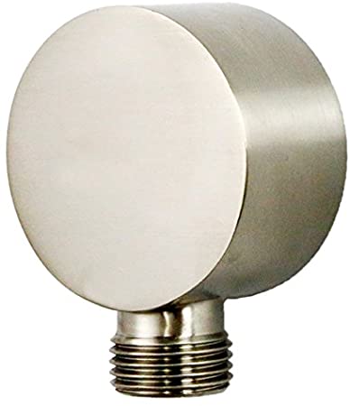 Weirun Bathroom Brass 1/2" NPT Shower Hose Connector Round Wall Union Supply Elbow Outlet Spout Wall Mounted,Brushed Nickel