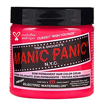 Manic Panic Electric Watermelon Pink Hair Dye (4oz) Classic High Voltage - Semi-Permanent Pink Hair Dye Glows Under Black Lights