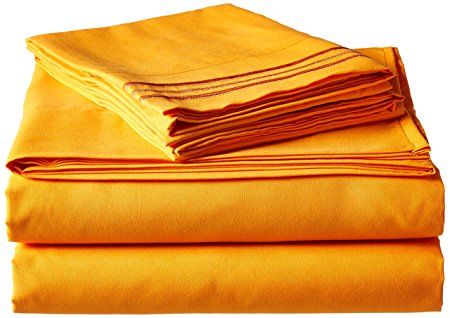 Elegant Comfort 1500 Thread Count Wrinkle & Fade Resistant Egyptian Quality Ultra Soft Luxurious 4-Piece Bed Sheet Set, Queen, Orange