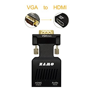ZAMO VGA to HDMI Converter Adapter for TV, Computer, Projector, with Audio Cable and USB Cable, HD Connector Converter, Plug and Play with Portable Size