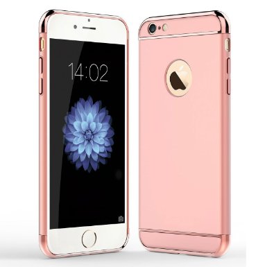 For iPhone 6s Plus / 6 Plus Case, TUTUWEN Luxury [ Chrome-plated Slim ] Shockproof PC Hard 3 in 1 Protective Cover For Apple iPhone 6s Plus / 6 Plus 5.5" Rose Gold