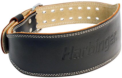 Harbinger Padded Leather Contoured Weightlifting Belt with Suede Lining and Steel Roller Buckle