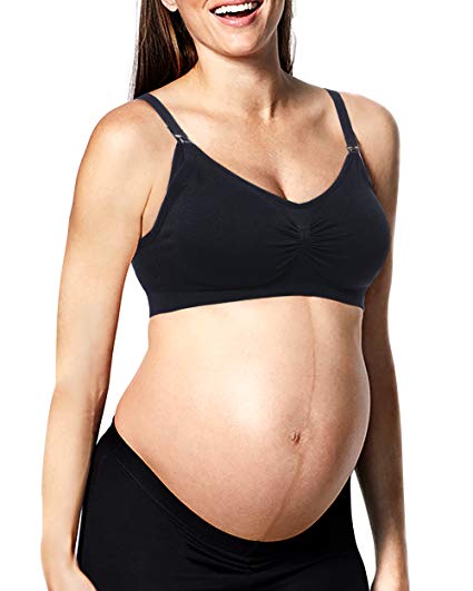 Women Seamless Nursing Support Maternity Sleep Bra Wirefree Bralette with Padded Push Up for Pregnancy Breastfeeding
