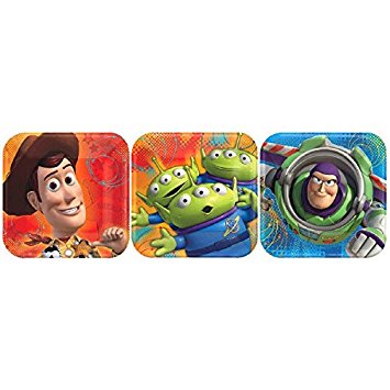 American Greetings Toy Story 3 Assorted Square Plate (8 Count), 7"