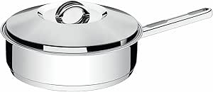 TRAMONTINA 62500/200 Solar, Frying Pan with Lid, Deep Type, 7.9 inches (20 cm), Stainless Steel, 3 Layers on the Bottom, Dishwasher Safe, Gas Compatible, IH Compatible, Respect for the Aged Day,