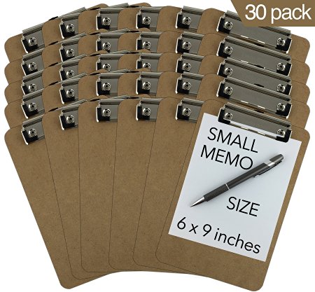 Trade Quest Memo Size 6'' x 9'' Clipboards Low Profile Clip Hardboard (Pack of 30) (Pen Not Included - For Scale Only)