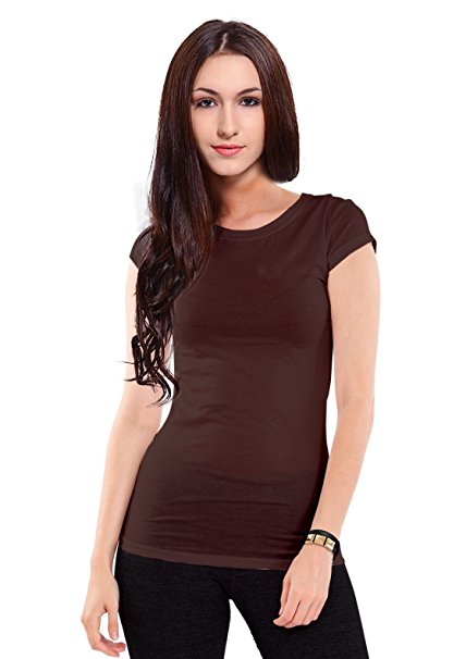 Women's Solid Athletic Fit Short Sleeve Cotton Crew Neck T-Shirt