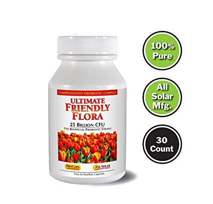 Andrew Lessman Ultimate Friendly Flora Probiotic 30 Capsules - 25 Billion CFU, Comprehensive Blend of Five Probiotic Strains, Powerful Immune and Digestive Support. Probiotics for Women or Men