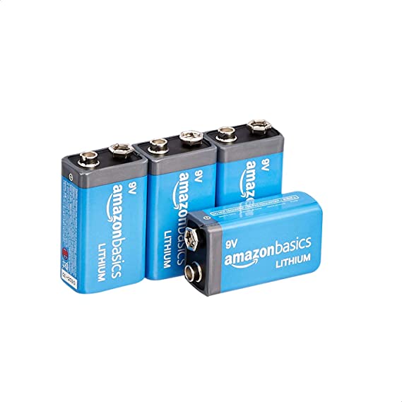 AmazonBasics 9 Volt Lithium Batteries - 4-Pack