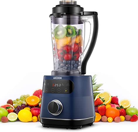 Smoothie Blender for Kitchen, AICOOK Professional Countertop Blender for Shakes and Smoothies 1200W Food Processor Blender with Touch Screen, 60oz BPA-Free Glass Jar for Puree, Ice Crush, Frozen Fruit