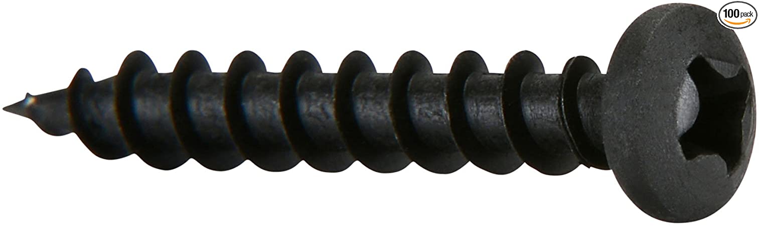 Parts Express #6 x 1 Deep Thread Pan Head Screws Black 100 Pcs.