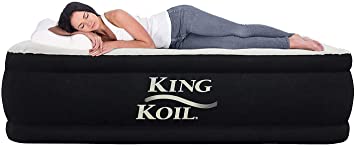 King Koil Luxury Raised Airbed with Built-in 120V AC High Capacity Internal Pump Comfort Quilt Top
