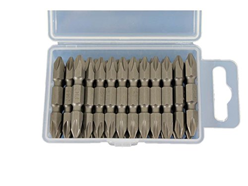 TEMO 25 pc PH2 Impact Ready Phillips Double Ended 2 Inch (50mm) Screwdriver Insert Bits Hex Shank