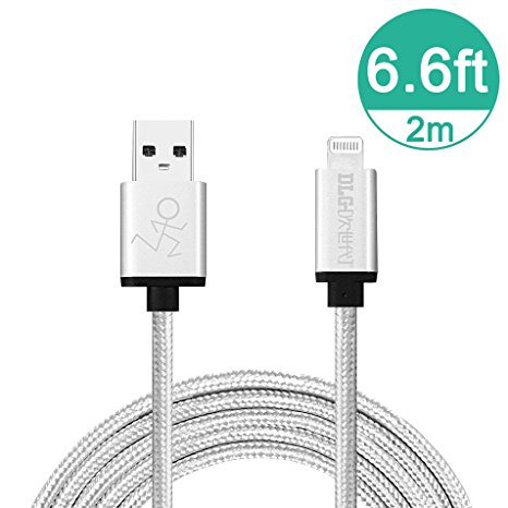 [Apple MFI Certified] DLG lightning Cable 6.6ft High Speed cord Nylon Braided iphone charger USB to lightning cable Data Sync apple Charging Cable for iPhone7/7plus,6/6plus/5/SE/5S/4,iPad,iPod & more