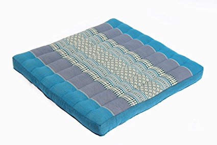 Cushion 20"x20"x2", Thai Design Blue Tones & Kapok Filling.