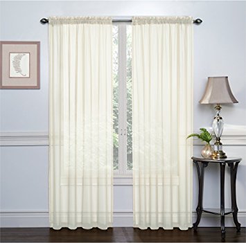 2 Pack: Ultra Luxurious High Thread Rod Pocket Sheer Voile Window Curtains by GoodGram® - Assorted Colors (Beige)