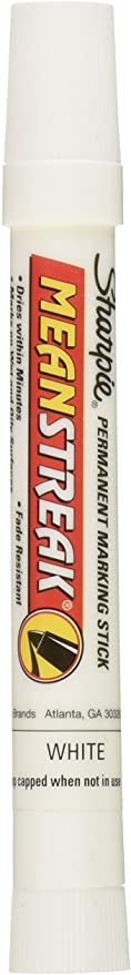 Sharpie Mean Streak Permanent Marking Stick, Bullet Tip, White (Pack of 12) - 85018