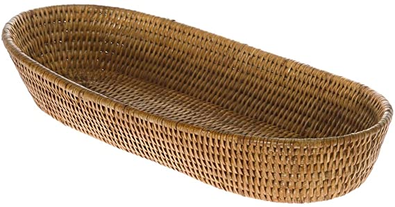 KOUBOO La Jolla Rattan Bread Basket, Honey Brown, Large