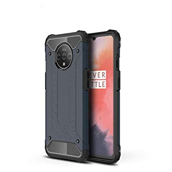 OnePlus 7T Case, TPU  PC Iron Armor Shockproof Designed Case，Full Body Dual Layer Rugged Cover for OnePlus 7T Case (Navy)