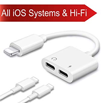 yifumaoyi Compatible Headphone Jack Adapter Dongle Call Adapter Connector AUX Audio Cable Charger 2 in 1 Accessories Replacement for lPhone 7 7Plus 8 8Plus lPhone X Support iOS 11 or Later- White