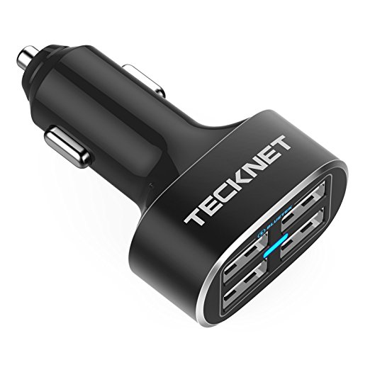 USB Car Charger, TeckNet 4 Port PowerDash D2 9.6A/48W Rapid Travel Adapter with BLUETEK Smart Charging For iPhone, iPad, more mobile phone and tablet