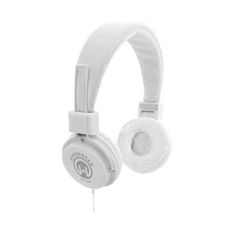 HyperGear 13279 Hi-Fi Stereo Headphones Over Ear Headset with Built-In Inline Microphone 3.5mm Cable, White