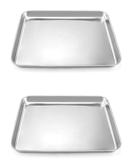 QWORK Stainless Steel Surgical Tray, for Medical Instruments, Tattoo, Surgical Supplies,12 3/16 x 9 7/16 x 1 inch, 2 Pack