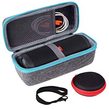 Hard Travel Case for JBL Flip 3 Flip 4 Waterproof Portable Bluetooth Wireless Speaker, Fits USB and Charger by SKYNEW,Light Grey
