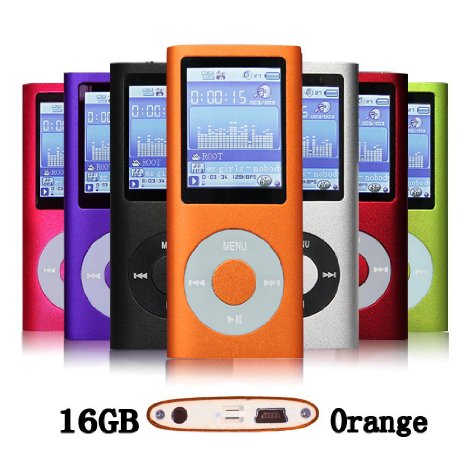 G.G.Martinsen Orange MP3/MP4 16 GB Mini Usb Port Slim Small Multi-lingual Selection 1.78 LCD Portable MP3Player , MP4 Player , Video Player , Music Player , Media Player , Audio Player