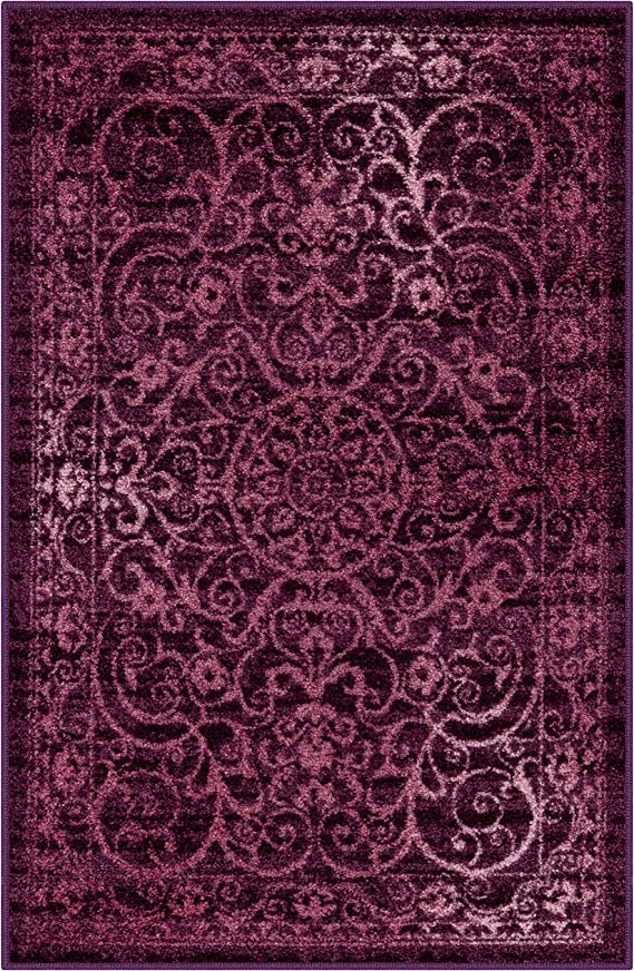 Maples Rugs Pelham Vintage Area Rugs for Living Room & Bedroom [Made in USA], 3'4 x 5, Wineberry