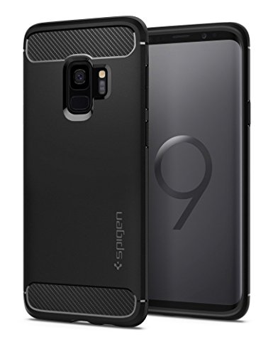 Spigen Rugged Armor Galaxy S9 Case with Flexible and Durable Shock Absorption with Carbon Fiber Design for Samsung Galaxy S9 (2018) - Matte Black