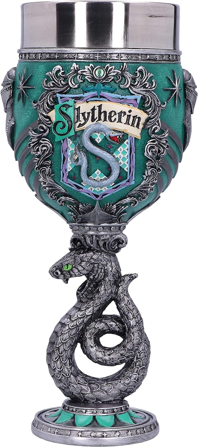 Nemesis Now Collectable Harry Potter Slytherin Hogwarts House Collectaible Goblet, 1 Count (Pack of 1), Green Silver, 350 milliliters