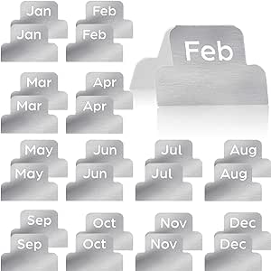 24 Pieces Adhesive Tabs Designer Accessories Monthly Tabs Planner Stickers Decorative Monthly Index Tab for Office Study Planners Organizations (Silver)