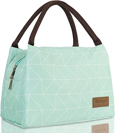 buringer Reusable Insulated Lunch Bag Cooler Tote Box Meal Prep for Men & Women Work Pinic or Travel (Geometry Green)