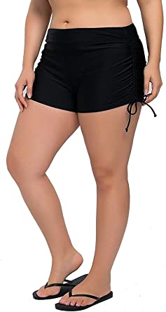 ATTRACO Womens Plus Size Swim Shorts High Waisted Swimsuit Shorts Boyleg Swim Bottoms