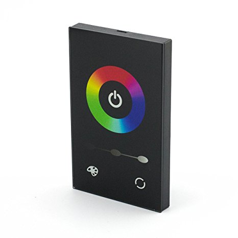 RGB (Multi-color) Wall-mounted Glass Touch Screen RGB LED Controller - 3 Channel LED Dimmer Switch for RGB LED Lights (Black)