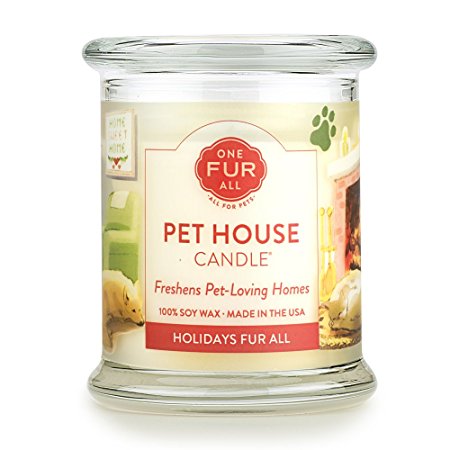 Pet House Candle - Holidays Fur All - CLICK TO SEE ALL 15 FRAGRANCES - Natural Soy Wax - Long-lasting - Paraffin Free - 100% Non-Toxic - Pet Odor Eliminating Candle - Scented Candle