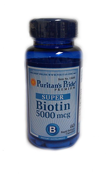 Puritan's Pride Super Biotin 5000 Mcg 60 Capsules 1 Bottle