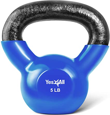 Yes4All Vinyl Coated Kettlebells – Weight Available: 5, 10, 15, 20, 25, 30, 35, 40, 45, 50 lbs
