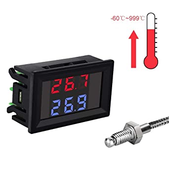 Digital Thermometer K-Type Thermocouple High Temperature Tester High-Precision Dual Digital LED Display Thermometer for Industrial Monitoring