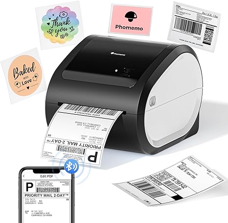 Phomemo Bluetooth Thermal Label Printer, Shipping Label Printer 4x6 Wireless, Postage Address Label Printer for Small Business, Compatible with Amazon,eBay,Shopify,Etsy,FedEx,UPS (Black)