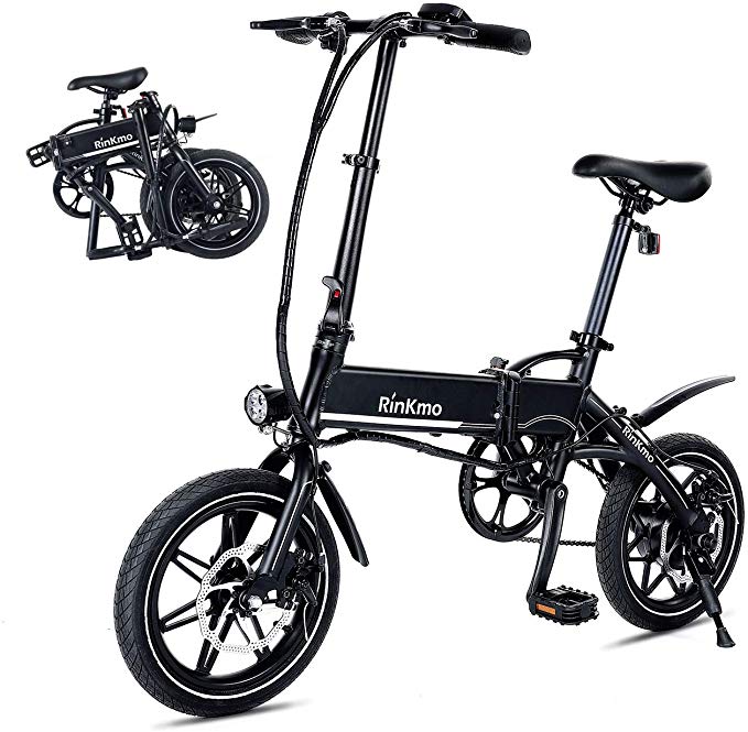 RINKMO FEB-S1 Folding Electric Bike,14 Inch Electric Bicycle with Dual Disc Brakes,36V 8Ah Removable Lithium-Ion Battery, Power Assist,250W brushless Gear Motor, Suitable for Teens and Adults