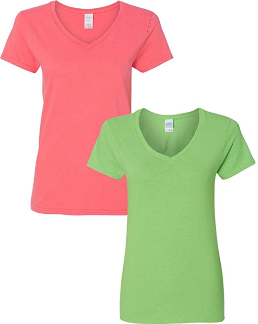 Gildan Women's Heavy Cotton V-Neck T-Shirt, 2-Pack