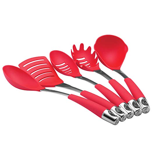 Circulon Harmony Tools 5-Piece Nylon Tool Set, Red