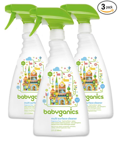 Babyganics Multi Surface Cleaner Fragrance Free 32oz Spray Bottle Pack of 3