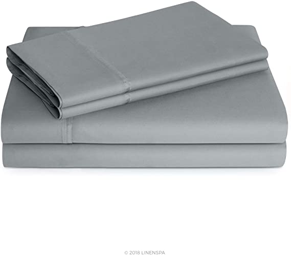 LINENSPA 600 Thread Count Ultra Soft, Deep Pocket Cotton Blend Sheet Set - California King - Stone