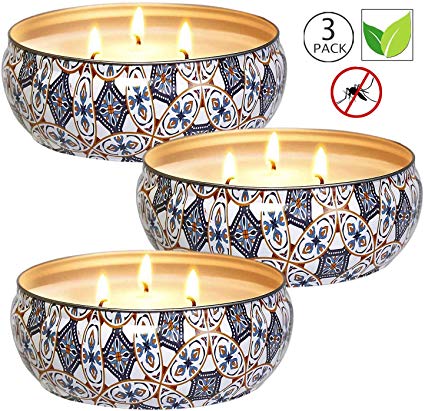 YIHANG Citronella Candles Set 3, 12 oz Each Scented Candle Natural Soy Wax, Outdoor and Indoor