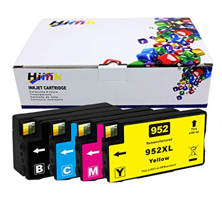 HIINK 4 Pack Remanufactured 952XL Ink Cartridge For HP 952 952XL High Yield ink Used in OfficeJet Pro 8710 8720 7740 8210 8216 8218 8715 8716 8725 8728 8730 8740(BKx1 Cx1 Mx1 Yx1, 4-Pack)