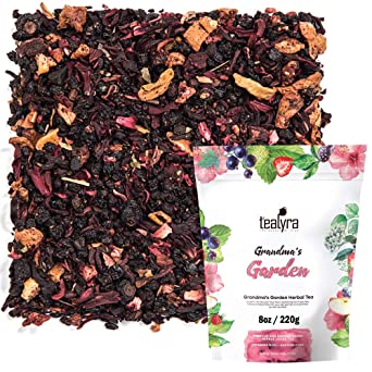 Tealyra - Grandma's Garden Berry - Fruit Tea Blend - Hibiscus and Berries Based Herbal Loose Leaf Tea - Vitamines Rich - Caffeine-Free - Hot and Iced Tea - 220g (8-ounce)